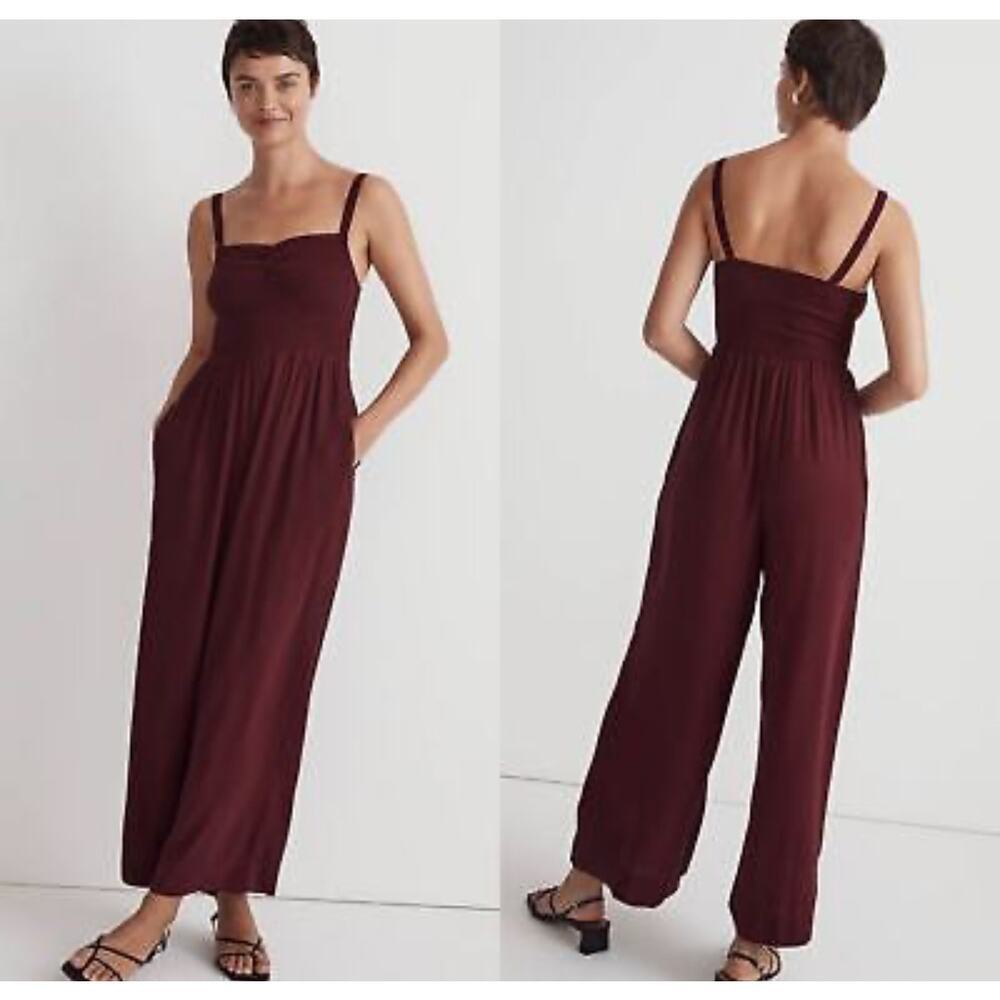 Madewell The Lucie Wide-Leg Jumpsuit Smocked Top Pullon Boho Beach Women's Sz XS